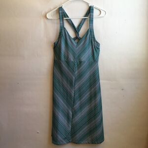 TEHAMA SPORTS DRESS IN GREEN AND BLUE STRIPES